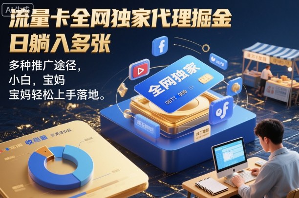 流量卡全网独家代理掘金,日躺入多张,多种推广途径,小白,宝妈轻松上手落地-八百库