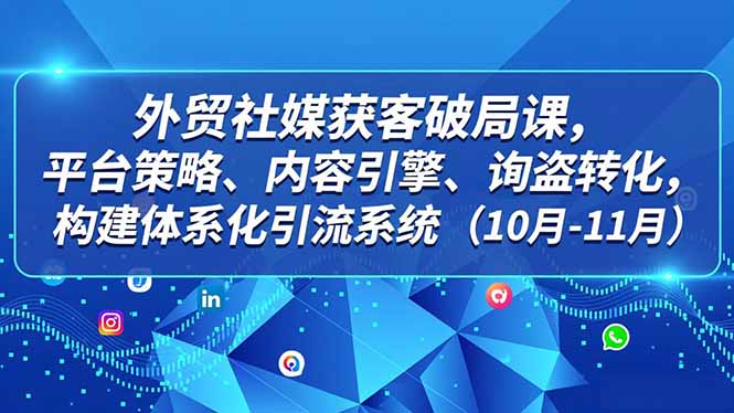 外贸 社媒获客破局课，平台策略、内容引擎、询盘转化，构建体系化引流系统(10月-11月-八百库